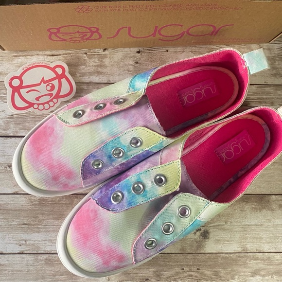 Sugar slip on laceless cute fun tie dye casual sneakers size 7. Sgr gemstone - Picture 5 of 15